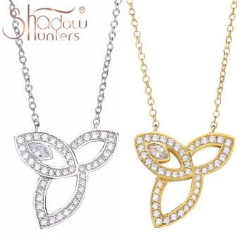 

SHADOWHUNTERS Argent 925 Sterling Silver Three Leaves Pendant CZ Necklaces 925 Silver Women Party Fashion Jewelry Women Gift