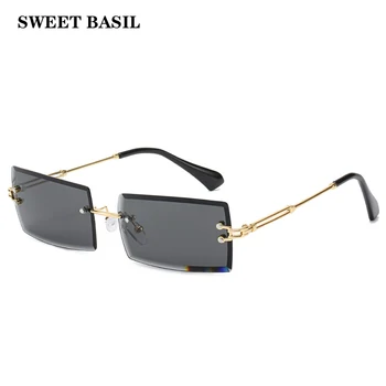 

SWEET BASIL 2020 New Square Rimless Sunglasses Women Brand Fashion Alloy Frame Vintage Gradient Sun Glasses Female Shade UV400