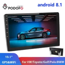 Podofo 2din Автомагнитола 10," дюймов Android система авто стерео 2.5D емкостный экран Bluetooth wifi gps четырехъядерный Универсальный