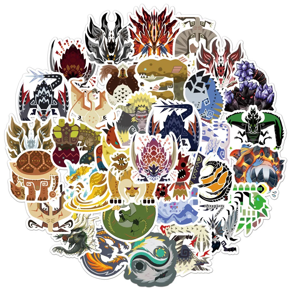 10/30/50/100pcs    New Monster Hunter Graffiti Bike Kettle  Helmet Trolley Case Notebook Car Mobile Phone Refrigerator  Stickers 10 30 50 100pcs new monster hunter graffiti bike kettle helmet trolley case notebook car mobile phone refrigerator stickers