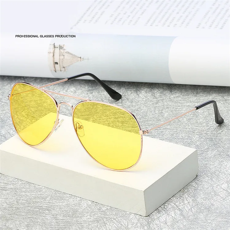 Aviation Night Vision Yellow Sunglasses Men Women Goggles Glasses UV400 Sun Glasses Driver Night Driving Eyewear white sunglasses women