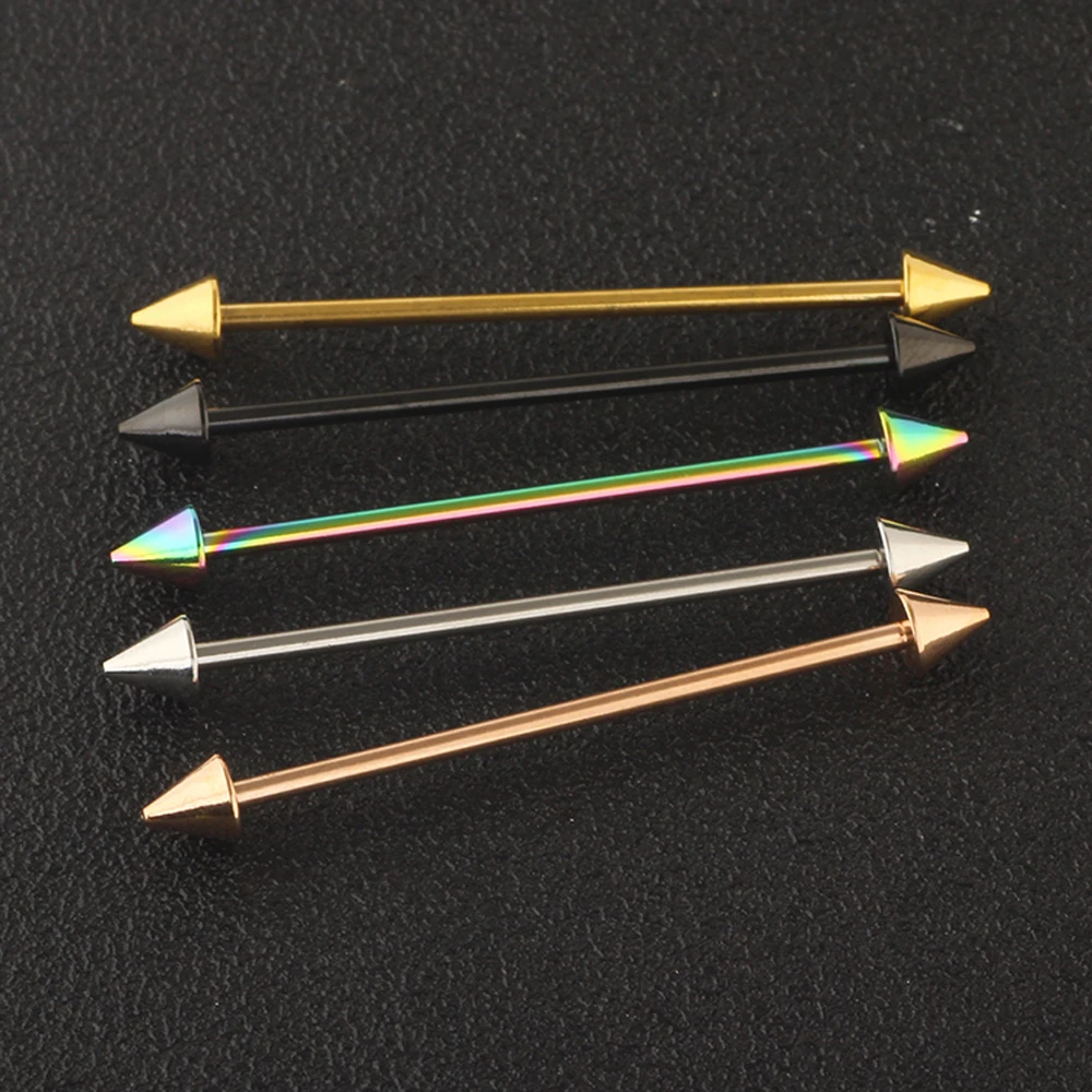 JUNLOWPY 14G Stainless Steel Industrial Barbell Earring Cartilage Body Piercing Jewelry 38mm 1&1/2 Inch Industrial Piercing Bar