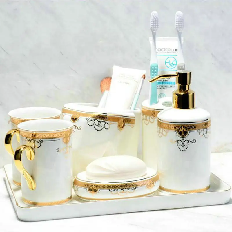 Легкий роскошный аксессуары для ванной комнаты свадебный подарок украшение дома высокого качества Bone Chine набор для ванной комнаты