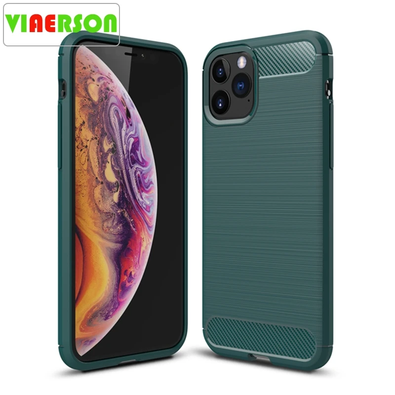 

Carbon Fiber Shockproof Case For Iphone 11 Pro Max Silicone Soft TPU Cover For Iphone 11 / 11 Pro Full Protection Bumper Shell