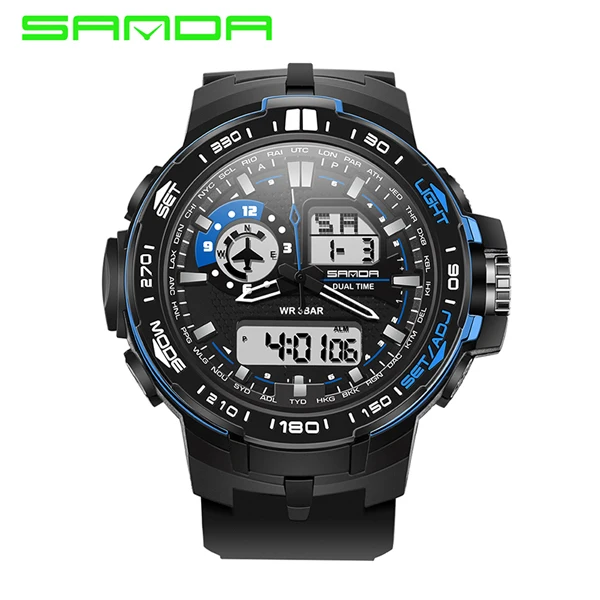 Кофе NEW Military Mens Digital watch Waterproof Sport Watch Men Multifunctional S Shock Clock Male - Цвет: Кофе