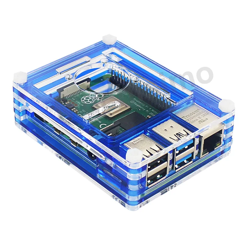 Акриловый прозрачный/прозрачный и черный чехол для Raspberry Pi 4 Модель B, с охлаждающим вентилятором для Raspberry Pi 4B коробка - Цвет: Pi 4B with Fan