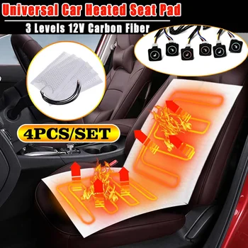 

2 seat 4 pads 3 Levels 12V Car Heated Seat Pads Carbon Fiber Universal Auto Heat Heating seat cover Winter Warmer Cushion