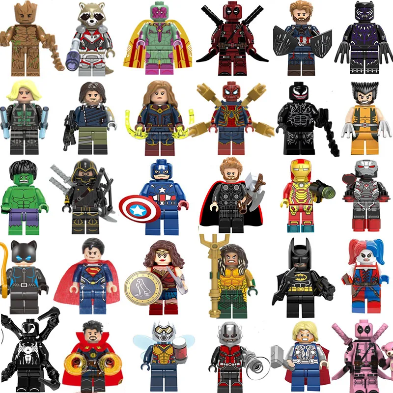 

Super Heroes Figures 30set Mini Avengers Marvel DC figures Captain Ironman Thor Batman Aquaman Deadpool Kids toys gifts