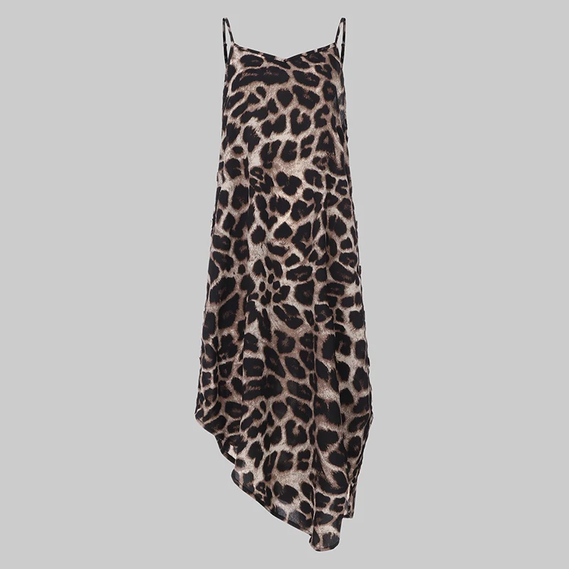 Целмия размера плюс женское леопардовое платье повседневное с v-образным вырезом на бретелях без рукавов миди платья летние сексуальные вечерние платья для клуба