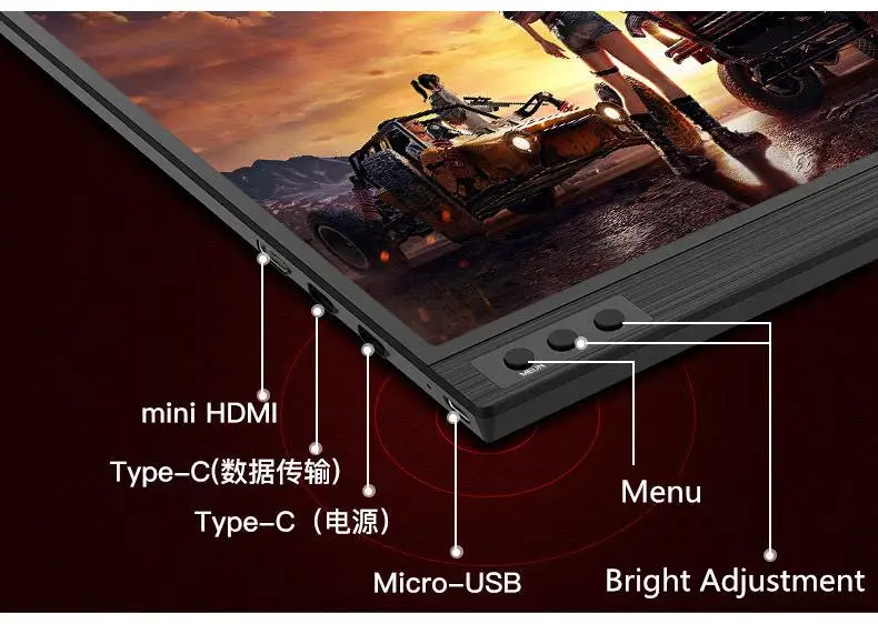  Portable 15.6 Inch IPS Gaming Monitor 1920 *1080P HD Display Type C Micro USB Port LED Monitor for 