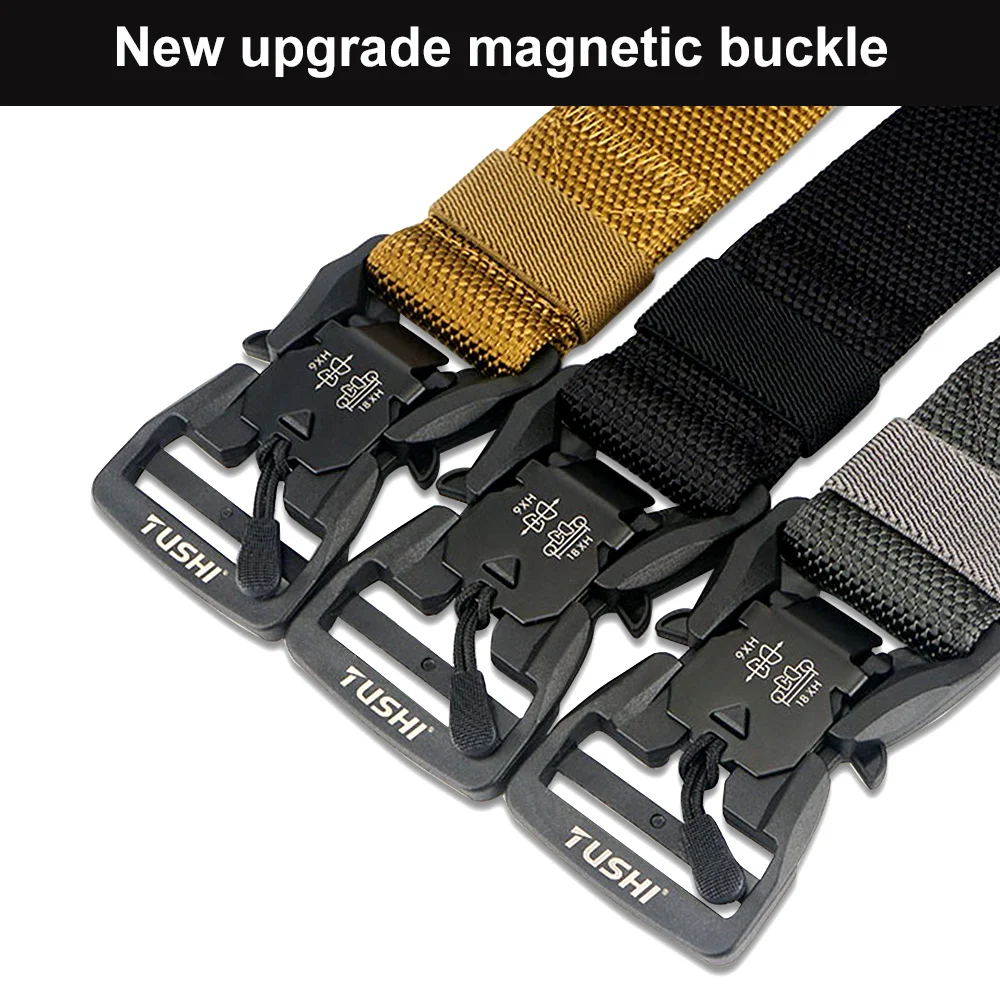 125CM Military Army Belt Elastic Nylon Tactical Belt Men Waist Belt Magnetic Quick Release Buckle Hunting Tool Sports Equipment