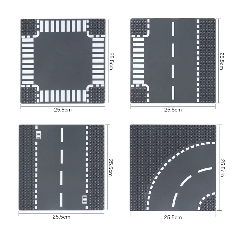 City Road Street Baseplate Straight Crossroad Curve T-Junction Building Blocks 7280 7281 Base Plate compatible LegoINGlys City