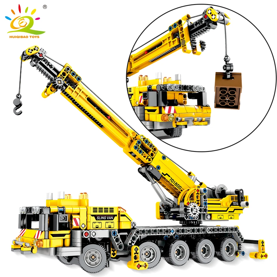 HUIQIBAO 665 шт. техника инженерный подъемный кран строительные блоки грузовик
