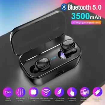 

Stereo Earset Mini Invisible Earphones with Charging Box TWS Bluetooth Music Wireless Bluetooth Headphone Bass
