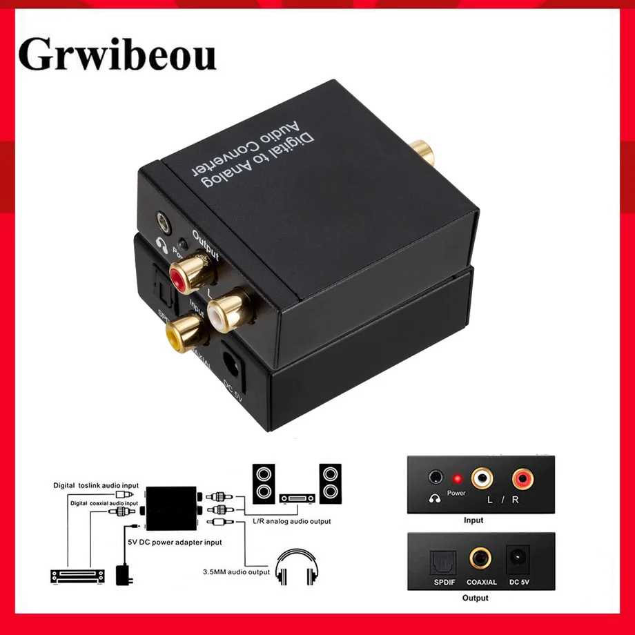 Grwibeou 3 5 мм USB DAC Цифровой Аналоговый стерео аудио конвертер адаптер коаксиальный
