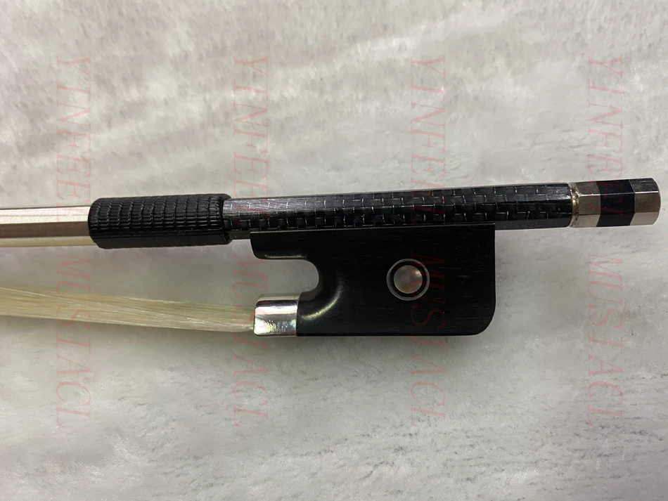 5 Star top level Performance white string weave Carbon Fiber Graphite 4/4 Cello Bow ebony frog