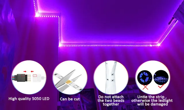 Ruban LED 20m 5050 RGB avec Télécommande synchronisation musicale pour  chambre (10mx2) - Décorations de Jardin (9798734)