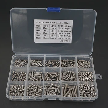 

480PCS/Set M2 M3 M4 Stainless Steel 304 Phillips Head Machine Screw with Nut Combination Set Electronic Small Screws with Box