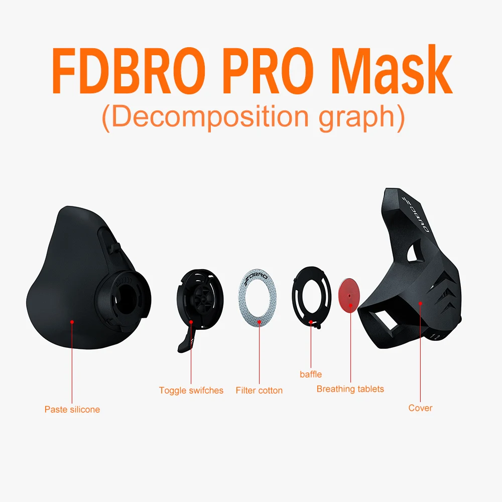 FDBRO новая спортивная маска Pro Phantom, тренировочная маска для бега, кардио, высокая высота, Защитный дышащий тренажер, воздушный фильтр, Спортивная маска