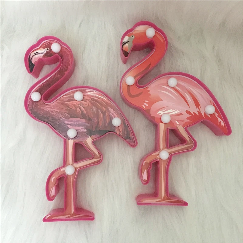 3D единорог; Фламинго милые животные светодиодный шатер светильники в форме букв декоративные лампы для внутреннего освещения для свадебной вечеринки тема DIY украшения - Цвет: 2PCS Flamingo