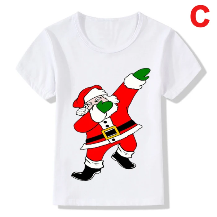 Детская футболка с короткими рукавами и круглым воротником с Санта-Клаусом, топ с рисунком на лето, SAL99