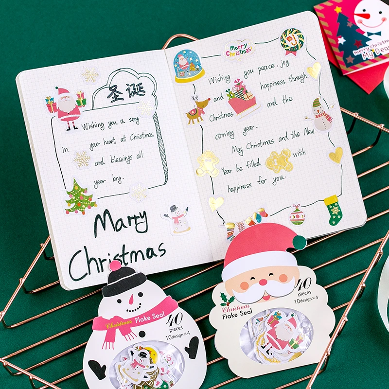

40pcs Diy Paper Kawaii Stickers Merry Christmas Travel Diary Planner Decorative Stickers Scrapbooking Craft Stationery Stickers