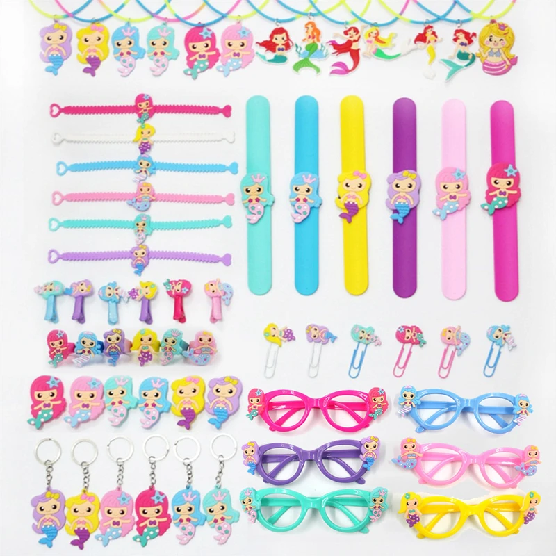 

Little Mermaid Party Favors Mermaid Bracelet Ring Necklace Keychain Mermaid Birthday Party Decorations Kids Baby Shower Supplies