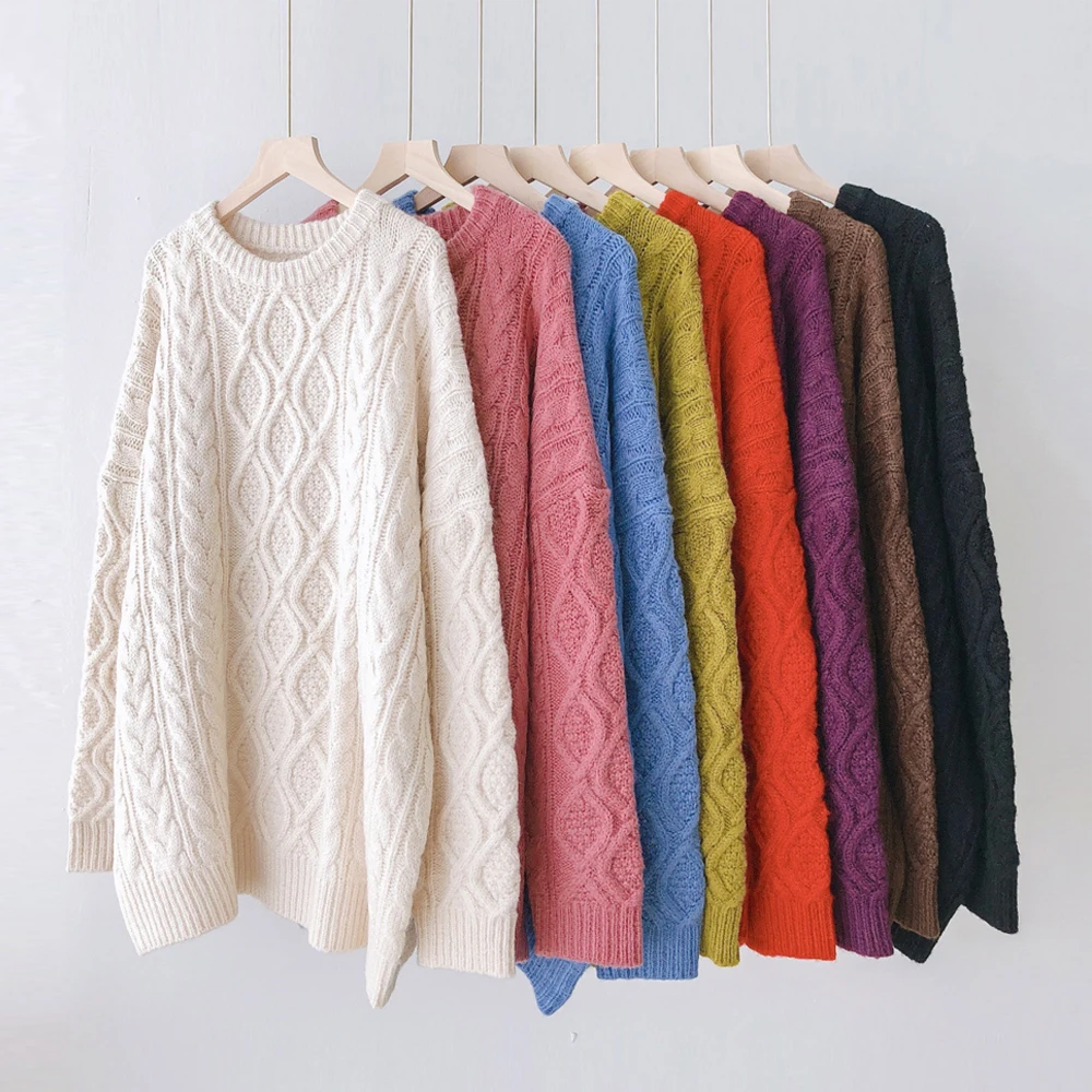 

2020 New Spring/Autumn Women Clothing Large Loose Casual Thickened Sweater Women's Pullover O-neck Sweet Tops