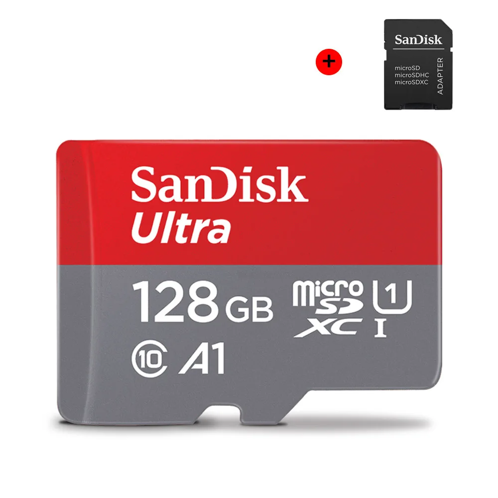 SanDisk, ультра Micro SD карта, 128 ГБ, 32 ГБ, 64 ГБ, 256 ГБ, 400 гб, TF карта, 16 ГБ, класс 10, Макс., 98 МБ/с., карта памяти для телефона, ПК - Емкость: 128GB with Adapter