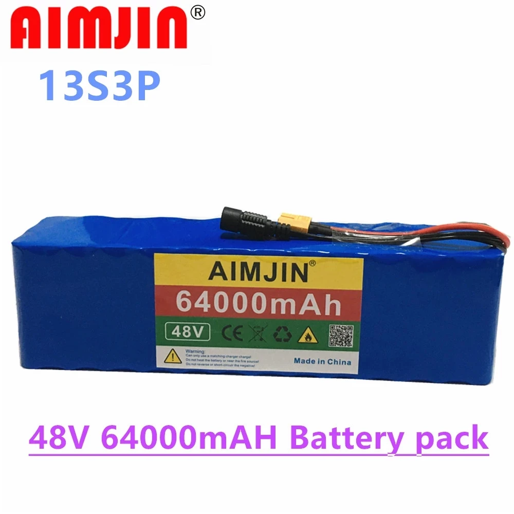 XT60 Интерфейс 13S3P 48V 64Ah 1000 ватт 18650 Батарея пакет MH1 54 6 v E велосипед электровелосипед