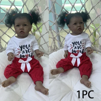 

55cm Girl Lifelike Kids Toy Funny Real Touch Reborn Doll Simulation Flexible Black Skin Full Body With Teeth Clothes Reborn Doll