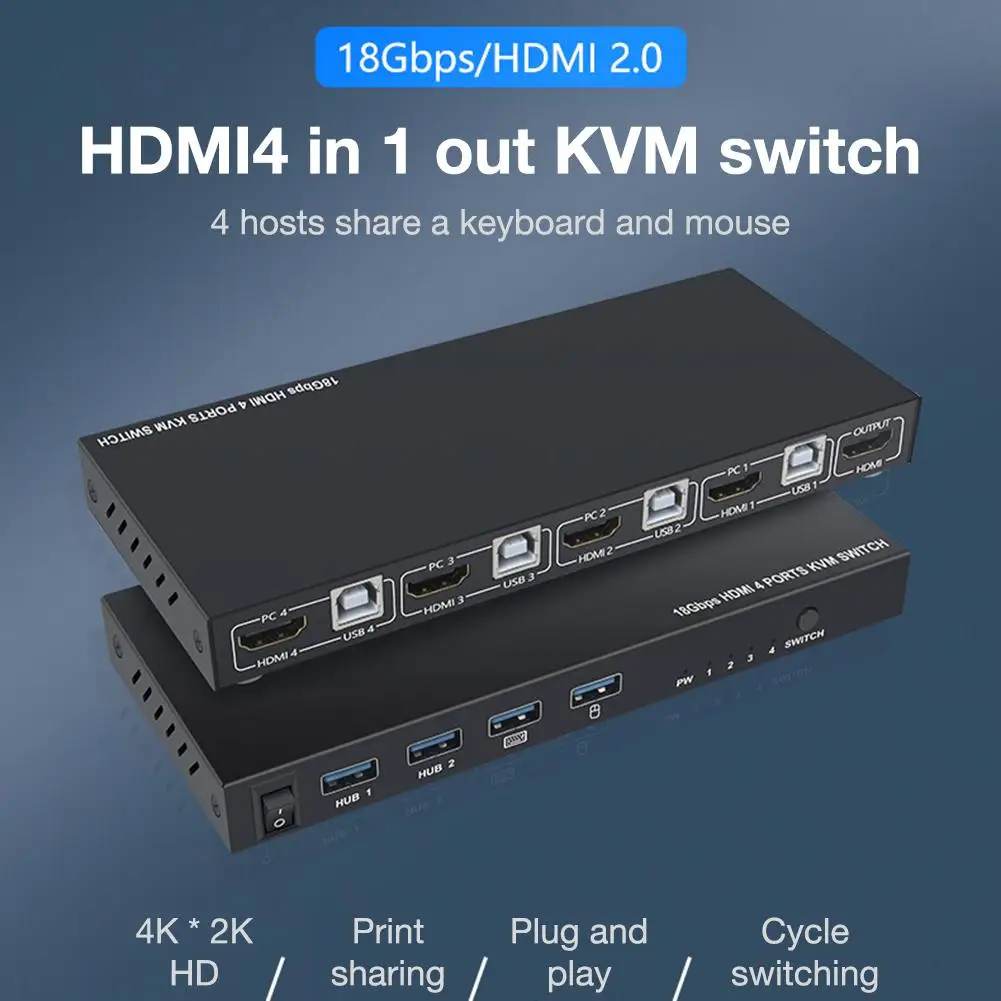 18 Гбит/с 4K 60Hz Ultra HD металлический чехол 4 в 1 выход KVM переключатель HDMI 2 0 экран
