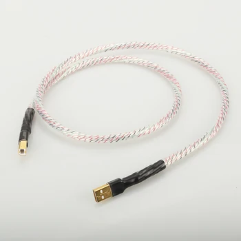 

Hifi Audiocrast Top-rated Silver Plated + shield USB Cable High Quality Type A to Type B Hifi Data Cable For DAC