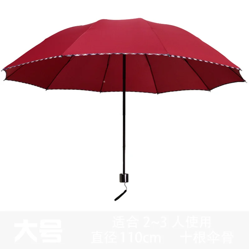 106cm Large Area Increase Business Tri-fold Creative Umbrella Three-folding Sunny and Rainy Black Coating Umbrella