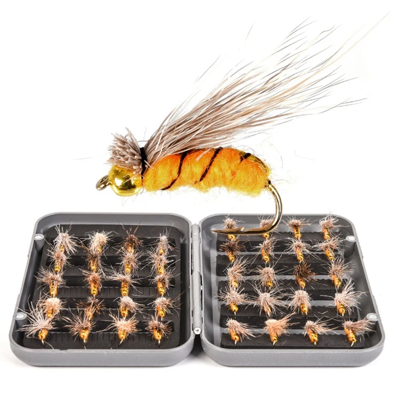 40Pcs/Boxed Dry Fly Fishing Lure Flies Fish Hook Lures Black Brown Wooly Bugger Streamer | Спорт и развлечения