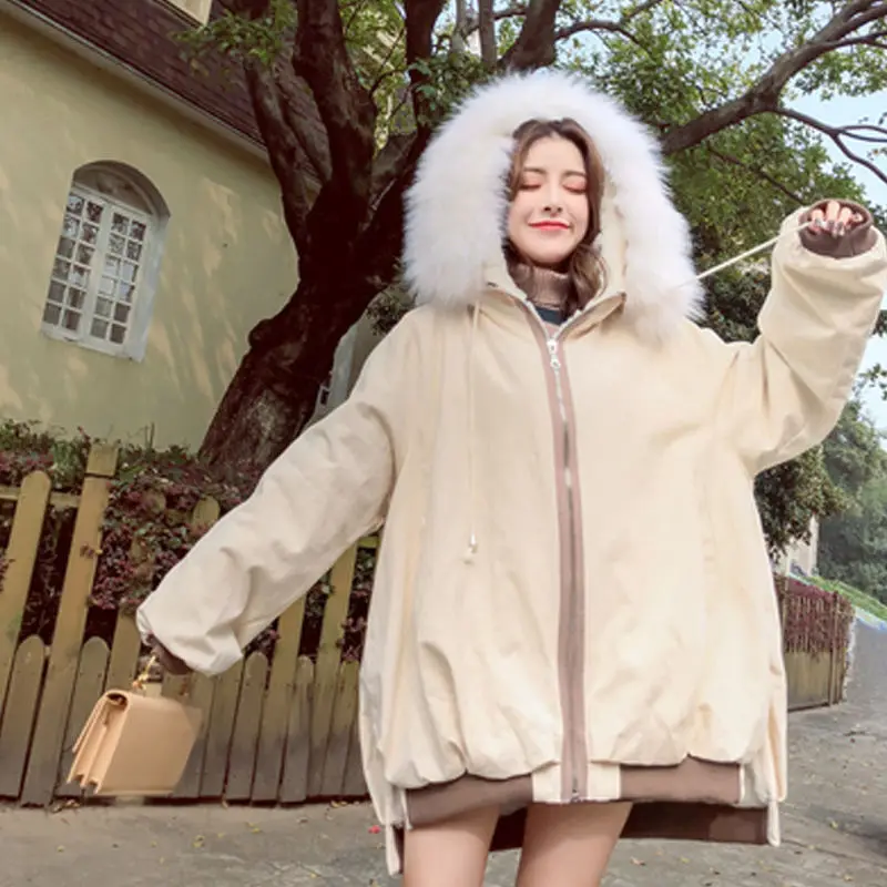 Зимнее женское пальто-карго, парка Harajuku с подкладкой из пуха, свободное Женское пальто