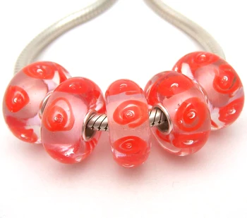 

JGWG2223 5X 100% Authenticity S925 Sterling Silver Beads Murano Glass beads Fit European Charms Bracelet diy jewelry Lampwork