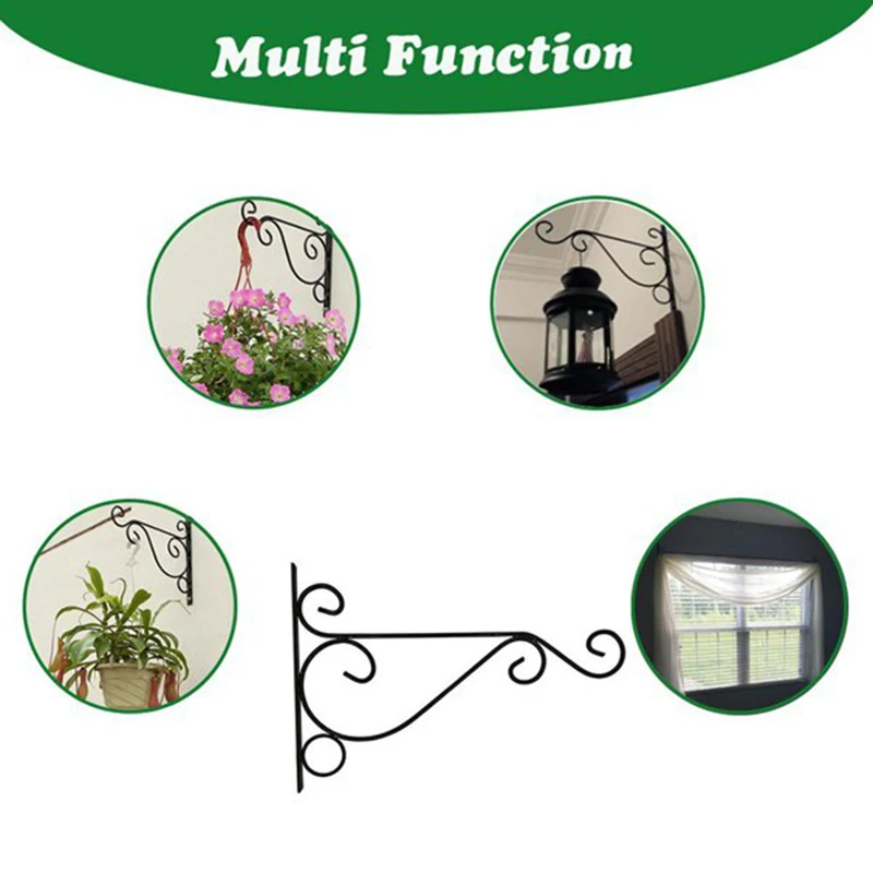 Flower Plants Pot Hooks for Lanterns,Planters,Hanging Bird Feeders,Wind Chimes,Ornaments(4 Pcs Black