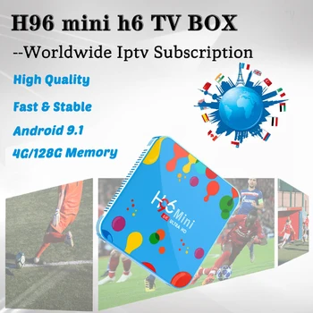 

H96mini h6 Android 9.0 Smart TV Box 4G/128G With Europe IPTV Subscription Dutch Germany French Spanish EXYU Arabia Adult EPG
