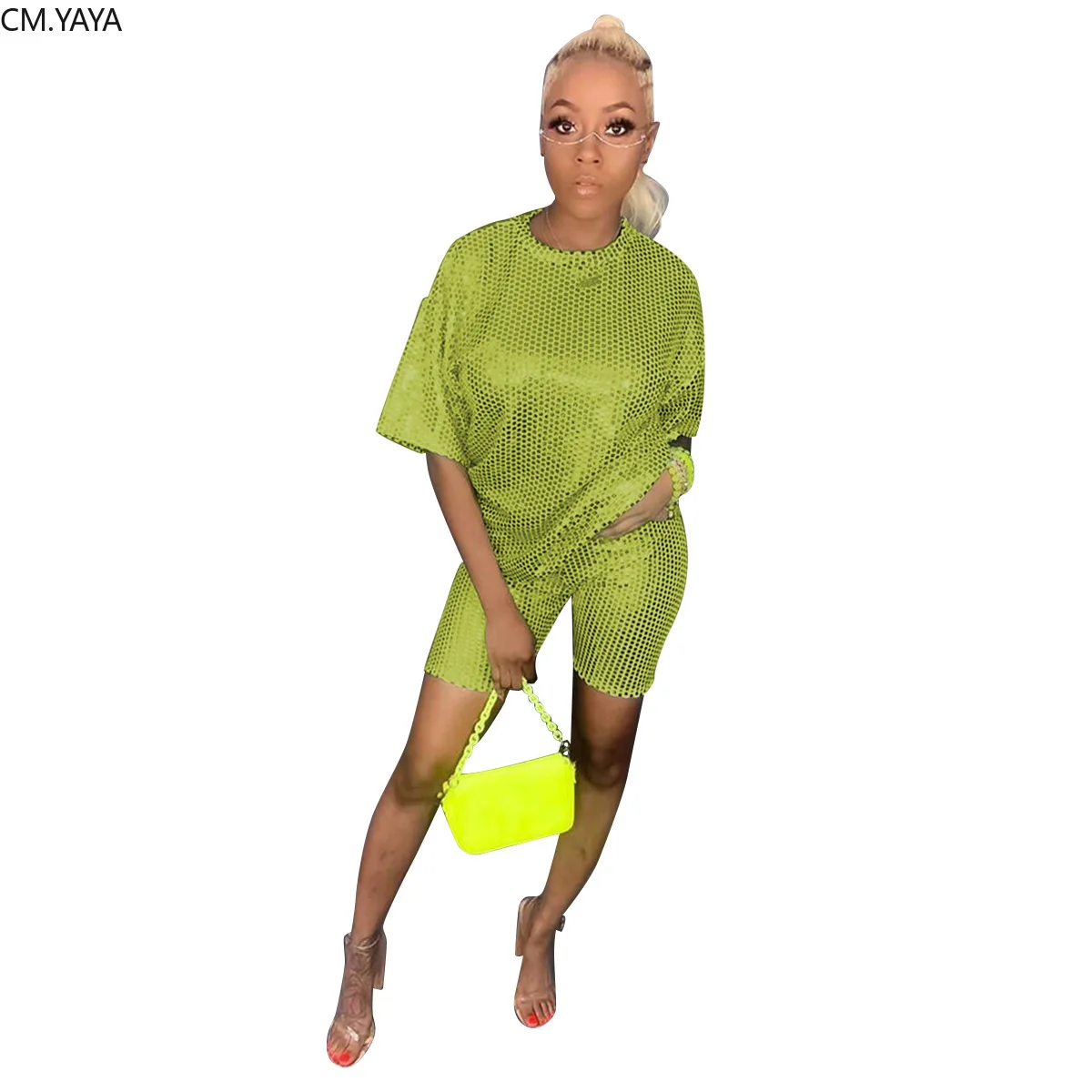 Новый осенний Женский комплект в клетку с позолотой футболка коротким рукавом