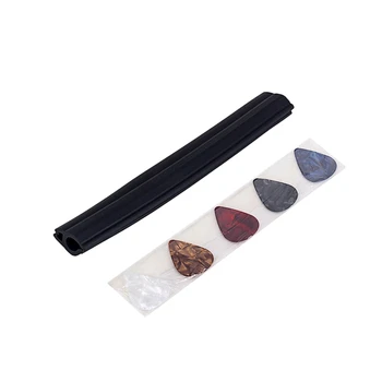 

SEWS-1 Set Black Rubber Microphone Stand Guitar Pick Holder Clamp Clip with 5Pcs Finger Picks Plectrums