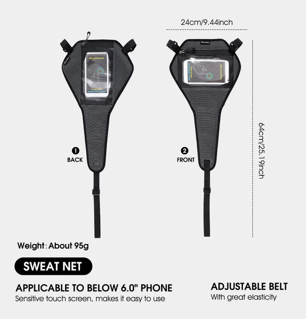 Fascia Antisudore Per Bici - Protezione Telaio Con Tasca Telefono, Per Allenamento Indoor, 56x23 Cm - Foto 6