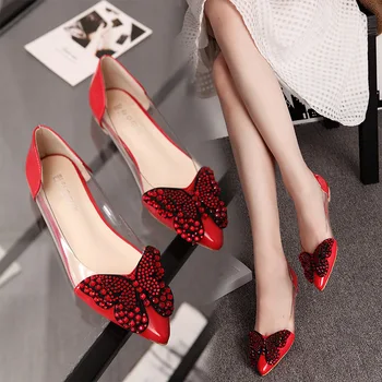 

NEW Summer Women Flats Shoes New 2019 Women Fashion Flat Sandals Bowknot diamond pointed toe women's shoes fgb7