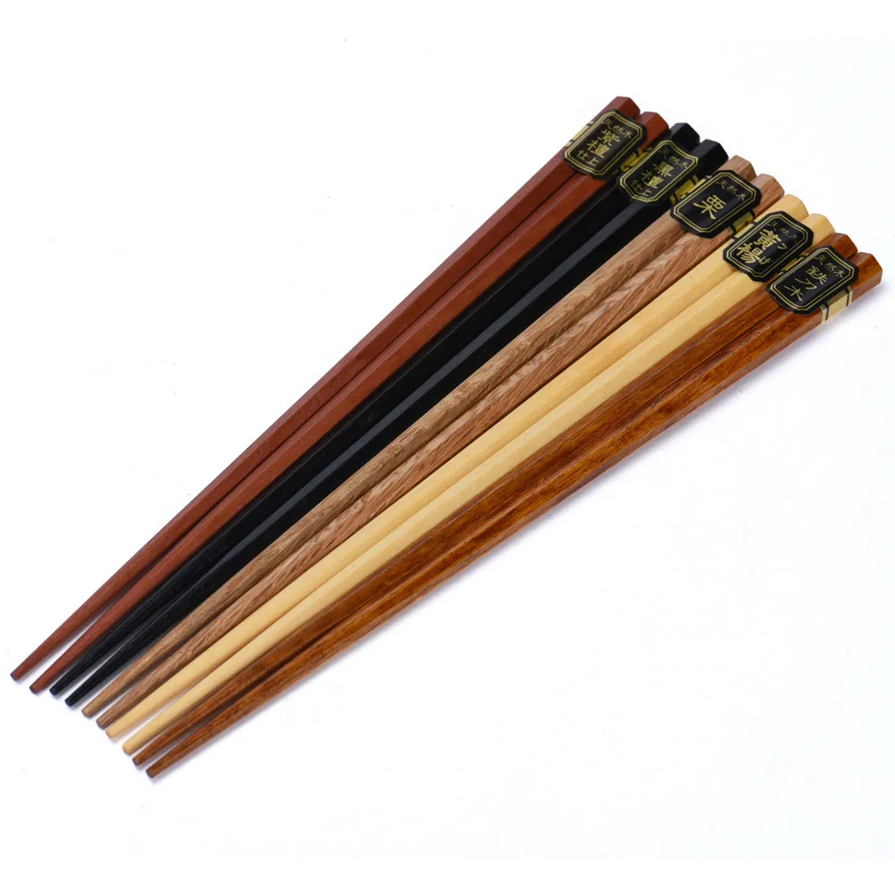 5 Pairs Japanese Sushi Chopsticks Gold Sakura Natural Wooden Eco-Friendly  Reusable Wood Korean Chinese Food Chop Sticks Set