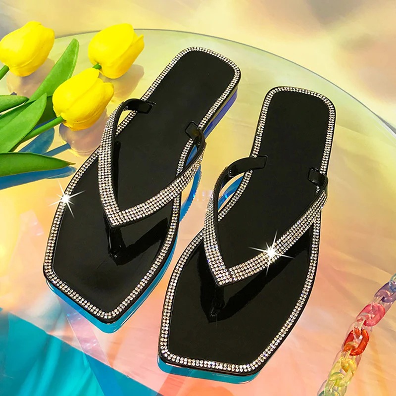 Women Sandals Comfortable Sandals Women's Sandals Summer Transparent Slippers Crystal diamond Women flip flop Ladies Slides Open Toe Shoes