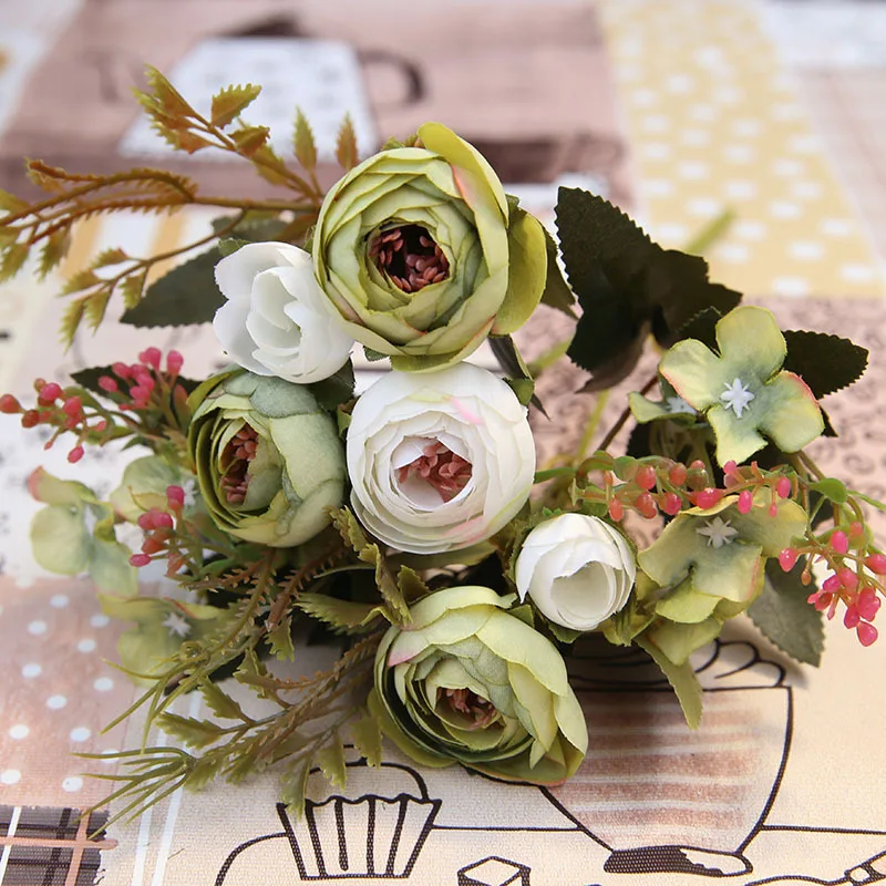 autumn fake tea rose silk flower fall Gerbera Daisy artificial plastic flower for wedding home accessories decoration room decor