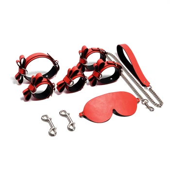 Luxury Leather Bdsm Sex Toys Kits Slave Bondage Set Real Skin Handcuffs Ankle Cuff Collar Adult Products for Couples Women Gay