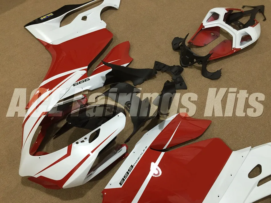 Новая мотоциклетная обувь Обтекатели для поездок на мотоцикле Ducati 899 1199 Panigale 2012 2013 12 13 14 ABS Пластик система впрыска Кузов под заказ красного и белого цвета