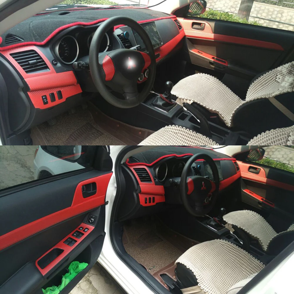 Для Mitsubishi Lancer EX2009- внутренняя Центральная панель управления дверная ручка наклейки из углеродного волокна наклейки аксессуары для стайлинга автомобилей