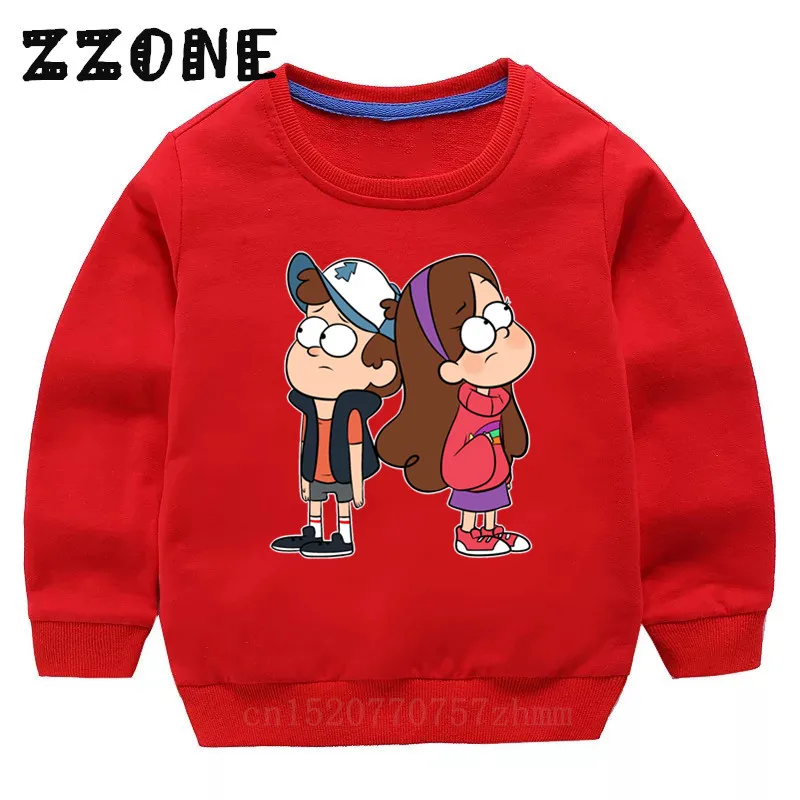 2415H-Red Children's Hoodies Kids Funny Gravity Falls Mabel Dipper Cartoon Sweatshirts Baby Cotton Pullover Tops Girl Boy Clothes,KYT2415 - Цвет: 2415H-Red